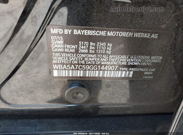 WBA5A7C59GG144907 2016 BMW 5 SERIES Black ძრავის განყოფილების ხედი