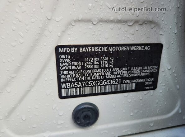 WBA5A7C5XGG643621 2016 BMW 5 SERIES White Vista del compartimento del motor