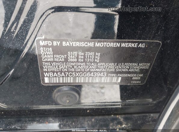 WBA5A7C5XGG643943 2016 BMW 5 SERIES Black Շարժիչի բաժամունքի տեսք