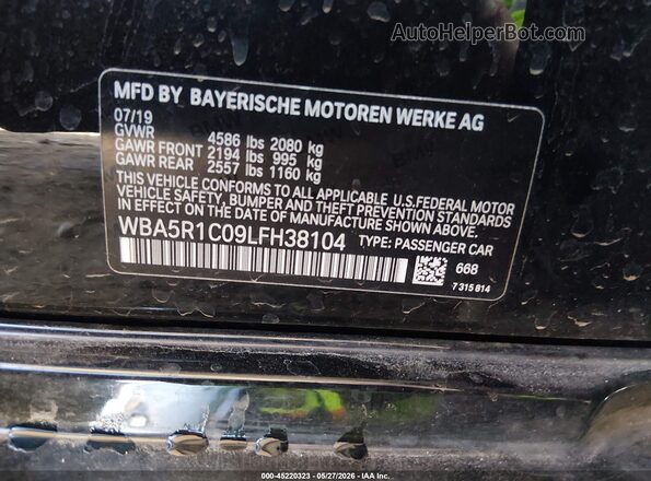 WBA5R1C09LFH38104 2020 BMW 3 SERIES Black Vista del compartimento del motor