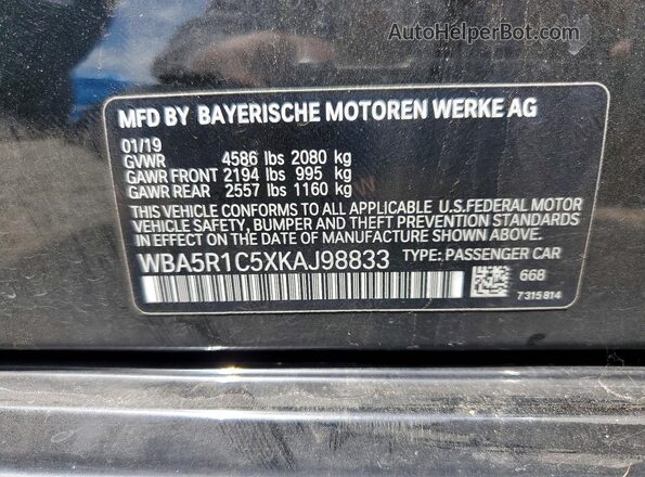 WBA5R1C5XKAJ98833 2019 BMW 3 SERIES Черный Вид подкапотного пространства