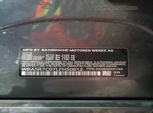 WBA5R7C07LFH50612 2020 BMW 3 SERIES Charcoal Vista del compartimento del motor