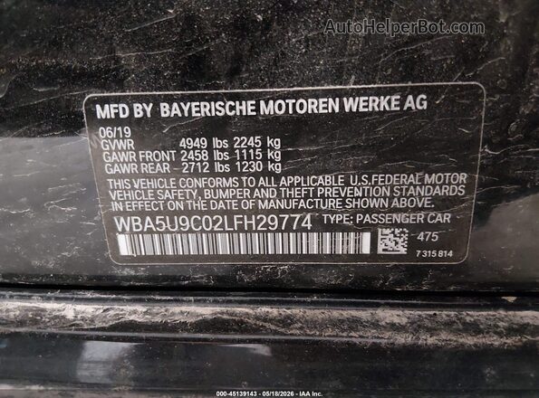WBA5U9C02LFH29774 2020 BMW M3 Black Vista del compartimento del motor