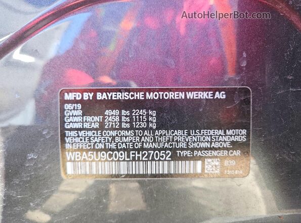 WBA5U9C09LFH27052 2020 BMW M3 Charcoal 