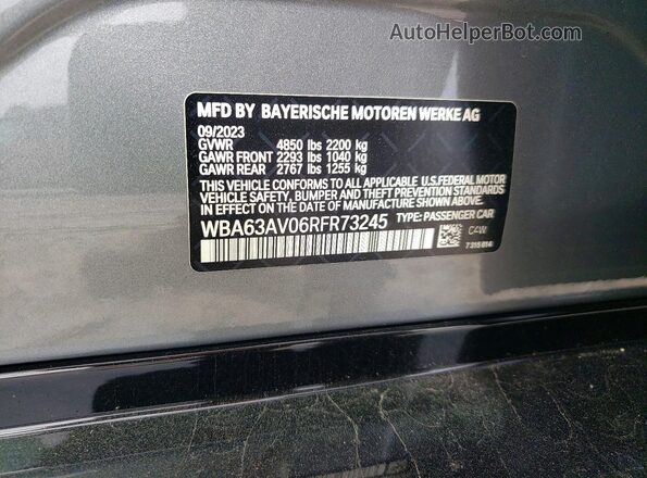 WBA63AV06RFR73245 2024 BMW 4 SERIES Gray Вид підкапотного простору
