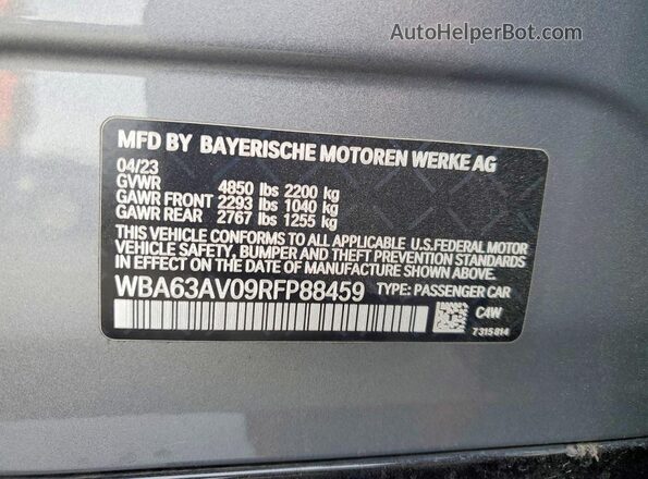 WBA63AV09RFP88459 2024 BMW 4 SERIES Silver Engine compartment view