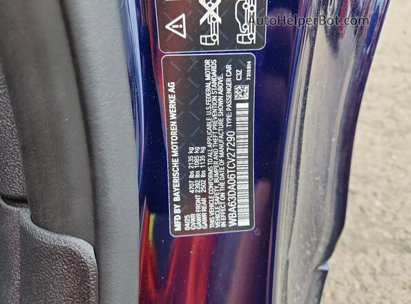 WBA63DA06TCV27290 2026 BMW 4 SERIES Blue VIN sticker view