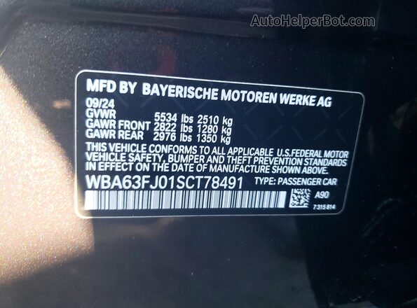 WBA63FJ01SCT78491 2025 BMW 5 SERIES Gray VIN կոդի պիտակի տեսք