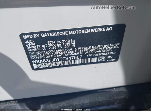 WBA63FJ01TCV47667 2026 BMW 5 SERIES White Widok komory silnika