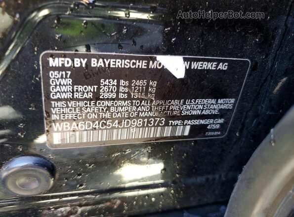 WBA6D4C54JD981373 2018 BMW 6 SERIES Черный Вид подкапотного пространства