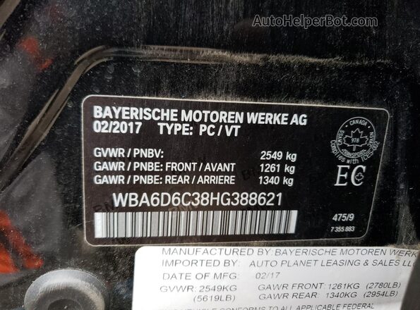WBA6D6C38HG388621 2017 BMW 6 SERIES Blue Vista del compartimento del motor