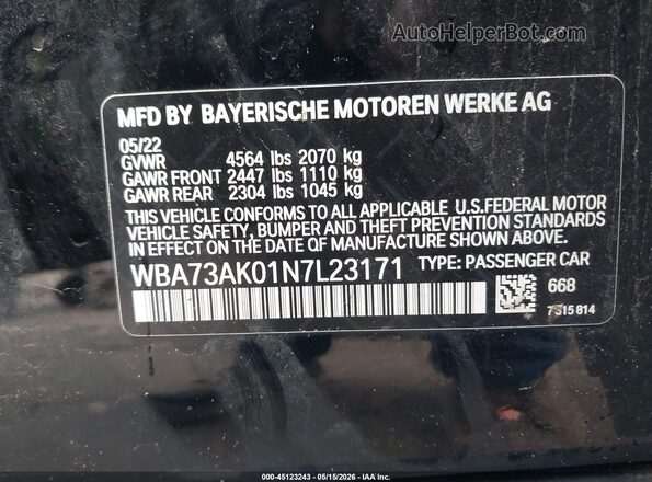 WBA73AK01N7L23171 2022 BMW 2 SERIES Black Vista del compartimento del motor