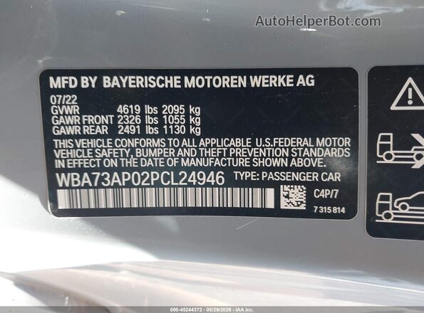WBA73AP02PCL24946 2023 BMW 4 SERIES Gray Vista del compartimento del motor
