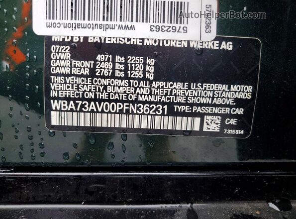 WBA73AV00PFN36231 2023 BMW 4 SERIES Green Widok komory silnika