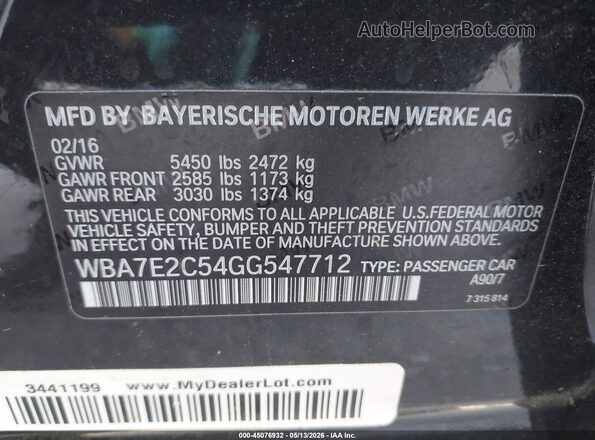 WBA7E2C54GG547712 2016 BMW 7 SERIES Black Engine compartment view