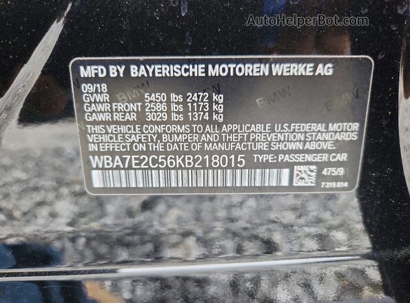 WBA7E2C56KB218015 2019 BMW 7 SERIES Black 