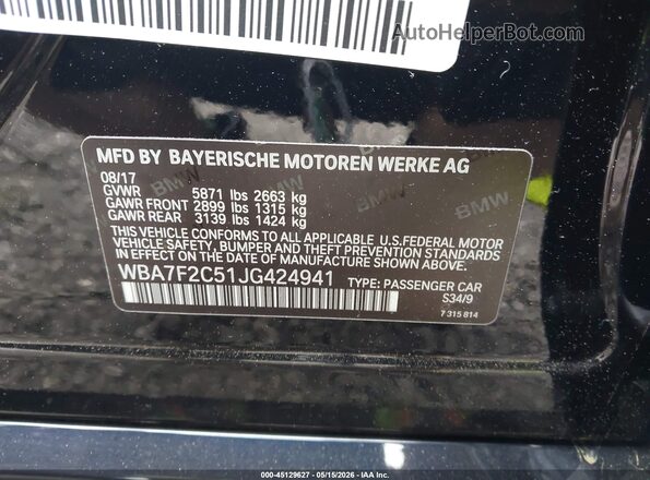 WBA7F2C51JG424941 2018 BMW ALPINA Black Вид підкапотного простору