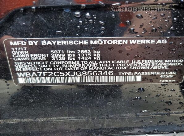 WBA7F2C5XJG856346 2018 BMW ALPINA Black Вид наклейки з VIN-кодом