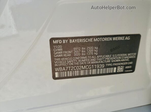 WBA7T2C02MCG11939 2021 BMW 7 SERIES White Widok komory silnika