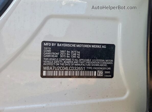 WBA7U2C04LCD32651 2020 BMW 7 SERIES White Շարժիչի բաժամունքի տեսք