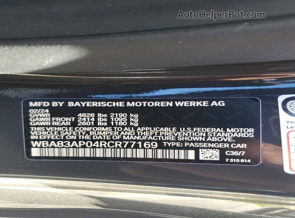 WBA83AP04RCR77169 2024 BMW M4 Charcoal 
