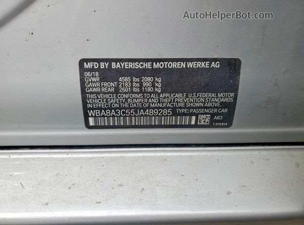 WBA8A3C55JA489285 2018 BMW 7 SERIES Silver 