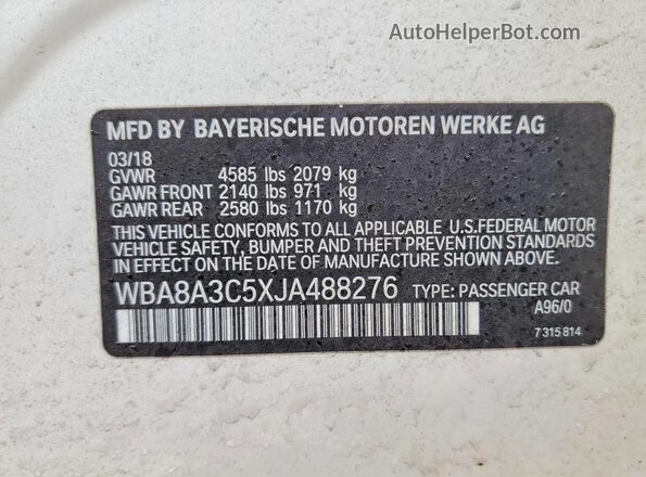 WBA8A3C5XJA488276 2018 BMW 7 SERIES White 