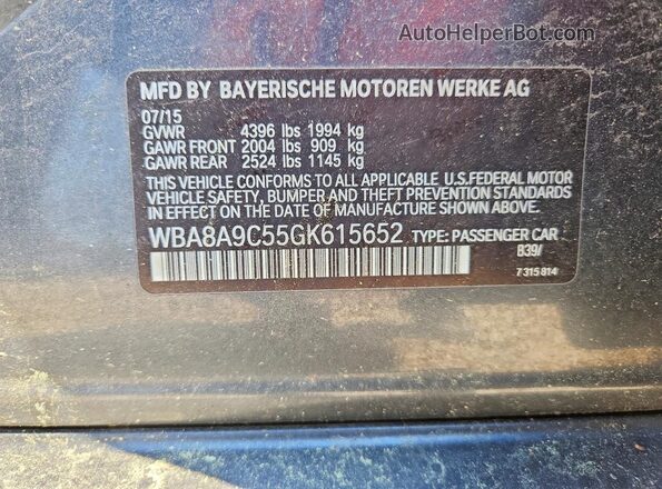WBA8A9C55GK615652 2016 BMW 3 SERIES Gray Widok komory silnika
