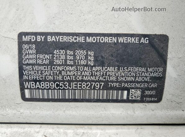 WBA8B9C53JEE82797 2018 BMW 3 SERIES White Вид підкапотного простору