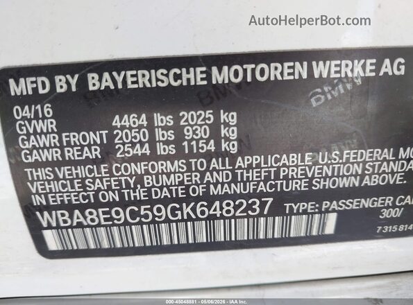 WBA8E9C59GK648237 2016 BMW 7 SERIES White 
