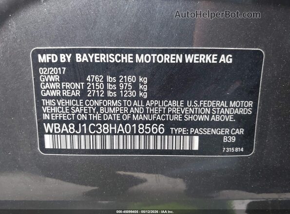 WBA8J1C38HA018566 2017 BMW 7 SERIES Gray Engine compartment view