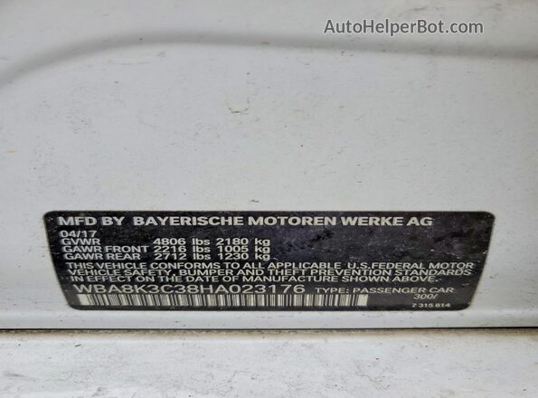 WBA8K3C38HA023176 2017 BMW 7 SERIES White 