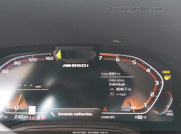 WBABC4C0XRCR25395 2024 BMW M8 Silver უკანა სავარძლების ხედი