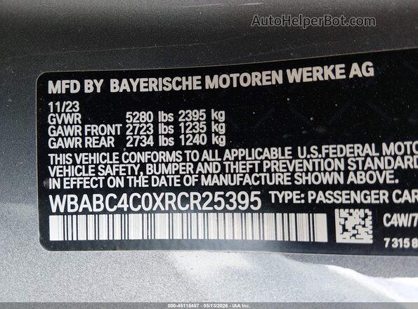 WBABC4C0XRCR25395 2024 BMW M8 Silver ძრავის განყოფილების ხედი