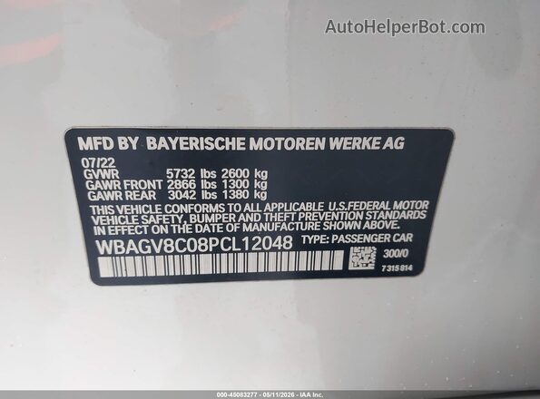 WBAGV8C08PCL12048 2023 BMW 7 SERIES White 