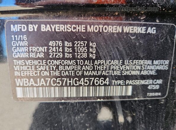 WBAJA7C57HG457664 2017 BMW 7 SERIES Black 