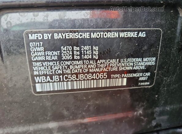 WBAJB1C58JB084065 2018 BMW 5 SERIES Charcoal ძრავის განყოფილების ხედი