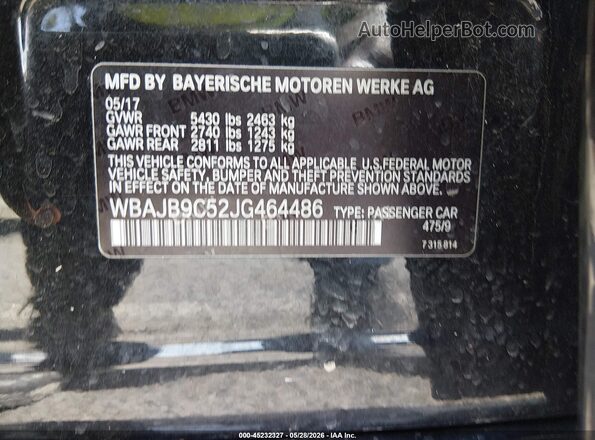 WBAJB9C52JG464486 2018 BMW 5 SERIES Black ძრავის განყოფილების ხედი