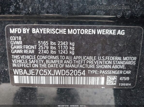 WBAJE7C5XJWD52054 2018 BMW 7 SERIES Black 