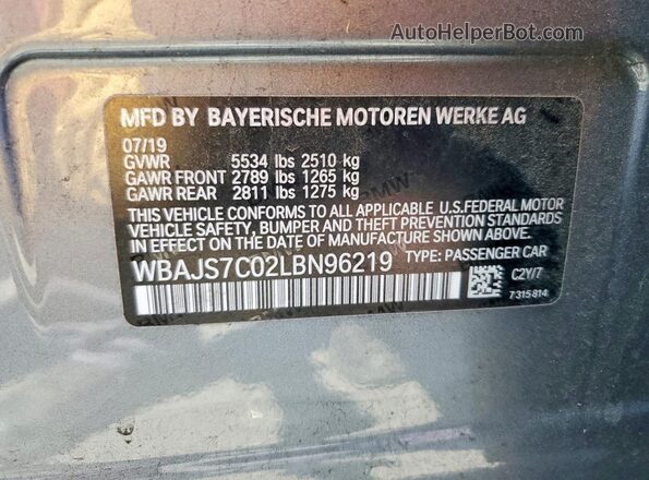 WBAJS7C02LBN96219 2020 BMW M5 Blue Вид підкапотного простору