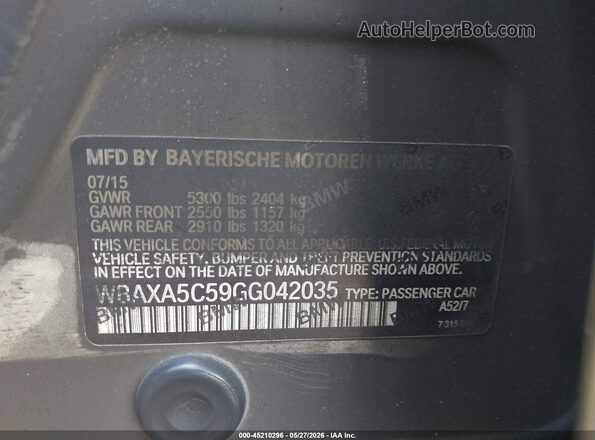 WBAXA5C59GG042035 2016 BMW 5 SERIES Серый Вид подкапотного пространства