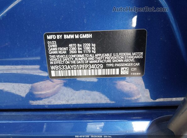 WBS33AY01PFP34029 2023 BMW M3 Black Widok komory silnika