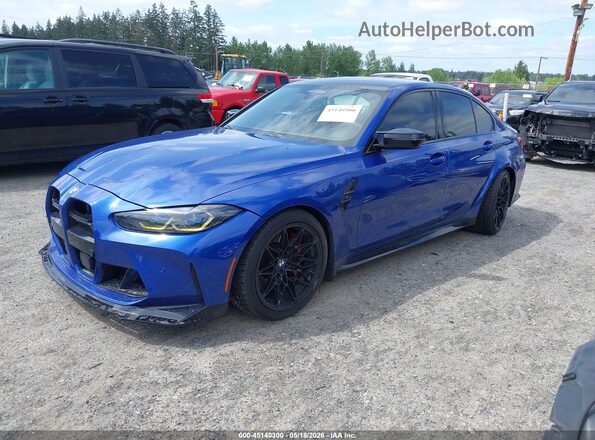 WBS43AY02NFL54571 2022 BMW M3 Blue წინა მარცხენა ხედი სამი მეოთხედიდან