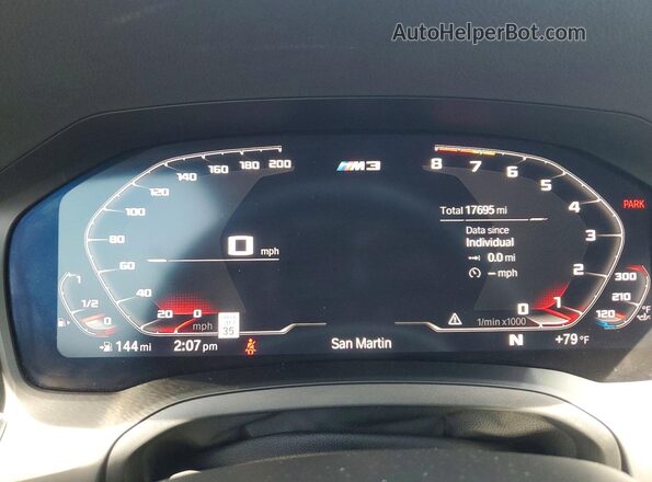 WBS53AY00NFM59100 2022 BMW M3 Gray Instrument cluster view