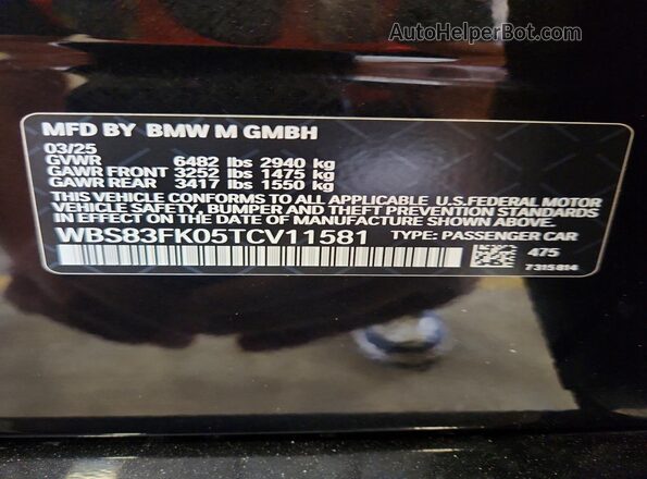 WBS83FK05TCV11581 2026 BMW M5 Black Widok komory silnika