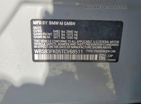 WBS83FK05TCV68511 2026 BMW M5 Gray Շարժիչի բաժամունքի տեսք