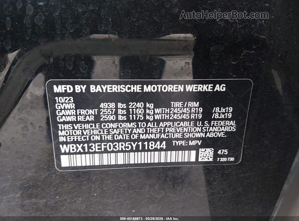 WBX13EF03R5Y11844 2024 BMW X1 Black Vista del compartimento del motor