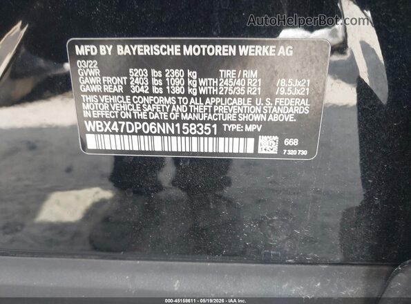 WBX47DP06NN158351 2022 BMW X3 Black Widok komory silnika