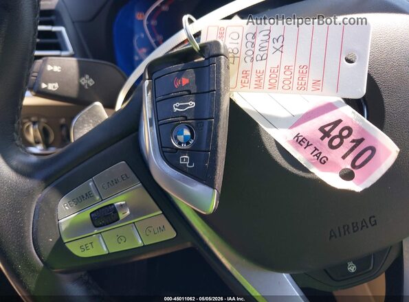 WBX57DP02NN164457 2022 BMW X3 Blue Dashboard view