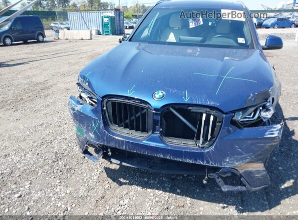 WBX57DP02NN164457 2022 BMW X3 Blue Instrument cluster view